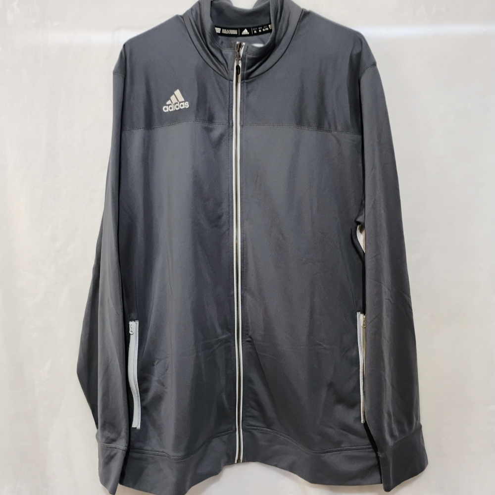 Adidas Mens Climalite Full Zip Track Jacket Gray XL Mock Neck‎ Zip Pockets I